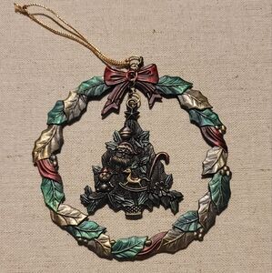Vintage Russ Berrie Heirloom Collection Christmas Ornament Wreath With Tree